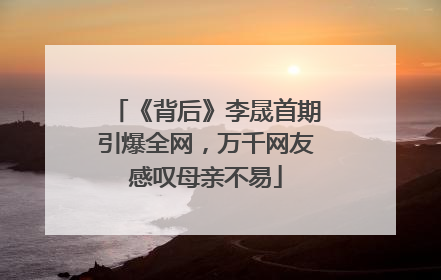 《背后》李晟首期引爆全网，万千网友感叹母亲不易