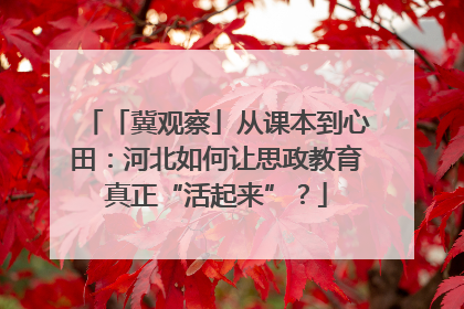 「冀观察」从课本到心田：河北如何让思政教育真正“活起来”？