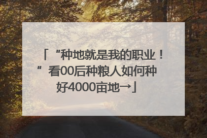“种地就是我的职业！”看00后种粮人如何种好4000亩地→