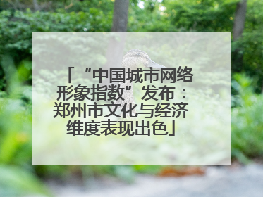 “中国城市网络形象指数”发布：郑州市文化与经济维度表现出色