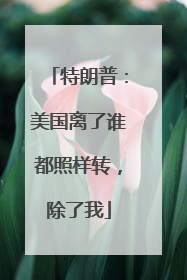 特朗普：美国离了谁都照样转，除了我