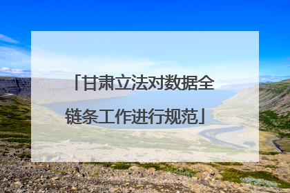 甘肃立法对数据全链条工作进行规范