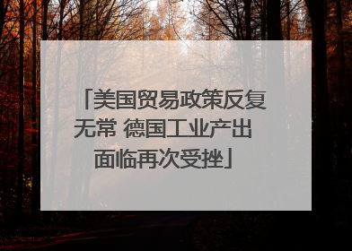 美国贸易政策反复无常 德国工业产出面临再次受挫
