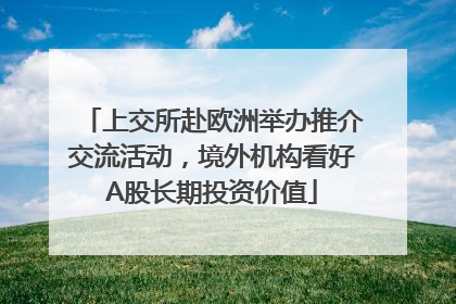 上交所赴欧洲举办推介交流活动，境外机构看好A股长期投资价值
