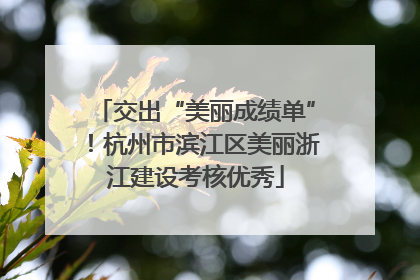 交出“美丽成绩单”！杭州市滨江区美丽浙江建设考核优秀