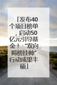 发布40个项目榜单，启动50亿元引导基金！“双向揭榜挂帅”行动成果丰硕