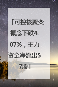 可控核聚变概念下跌4.07%，主力资金净流出57股