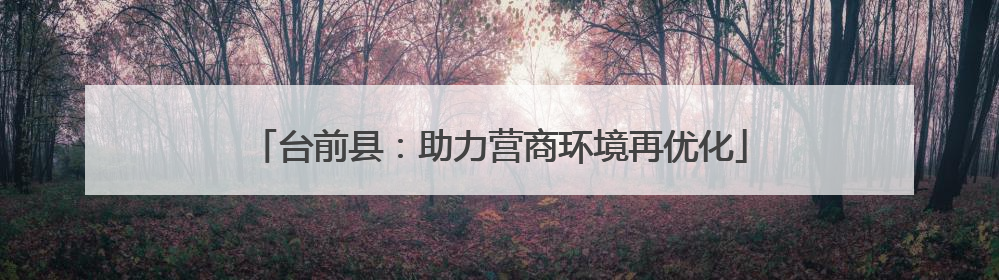 台前县：助力营商环境再优化