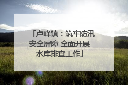 卢峰镇：筑牢防汛安全屏障 全面开展水库排查工作