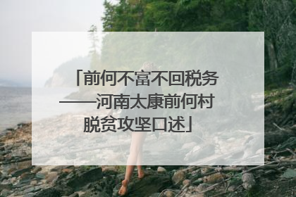 前何不富不回税务——河南太康前何村脱贫攻坚口述