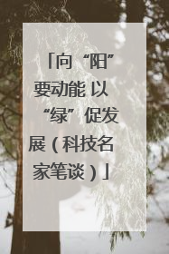 向“阳”要动能 以“绿”促发展（科技名家笔谈）