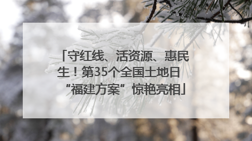 守红线、活资源、惠民生！第35个全国土地日“福建方案”惊艳亮相