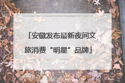 安徽发布最新夜间文旅消费“明星”品牌