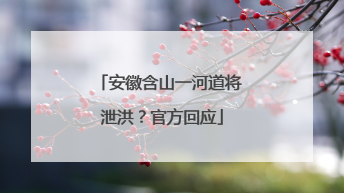 安徽含山一河道将泄洪？官方回应