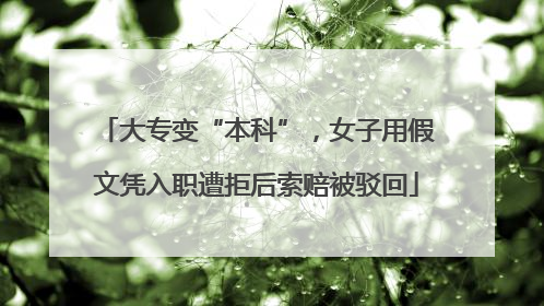 大专变“本科”，女子用假文凭入职遭拒后索赔被驳回
