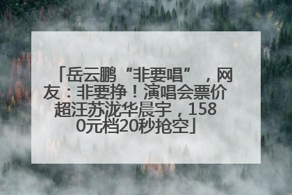 岳云鹏“非要唱”，网友：非要挣！演唱会票价超汪苏泷华晨宇，1580元档20秒抢空