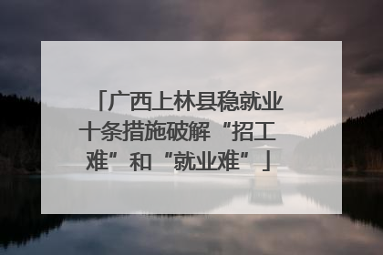 广西上林县稳就业十条措施破解“招工难”和“就业难”