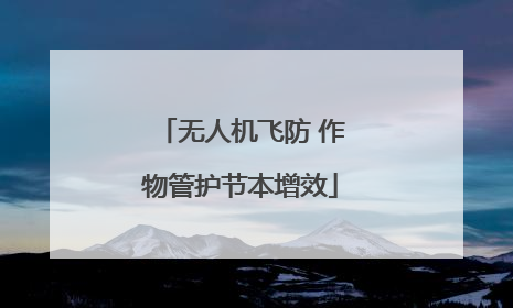 无人机飞防 作物管护节本增效