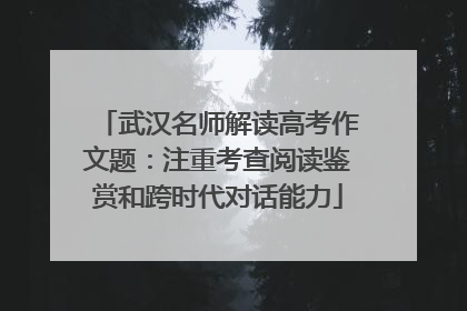 武汉名师解读高考作文题：注重考查阅读鉴赏和跨时代对话能力