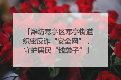 潍坊寒亭区寒亭街道织密反诈“安全网”，守护居民“钱袋子”