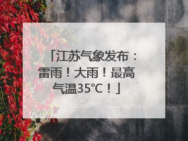 江苏气象发布：雷雨！大雨！最高气温35℃！