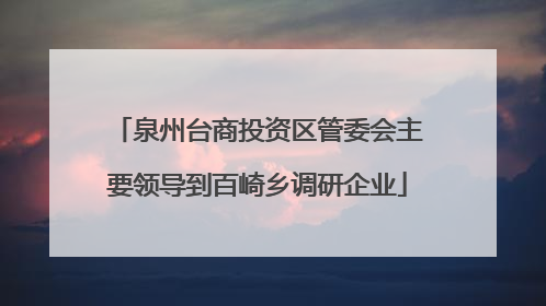 泉州台商投资区管委会主要领导到百崎乡调研企业