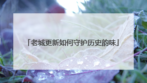 老城更新如何守护历史韵味