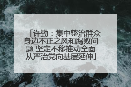 许勤：集中整治群众身边不正之风和腐败问题 坚定不移推动全面从严治党向基层延伸