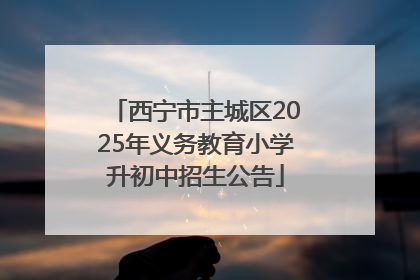 西宁市主城区2025年义务教育小学升初中招生公告