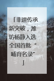 非遗传承新突破，潍坊杨静入选全国首批“哺育名录”