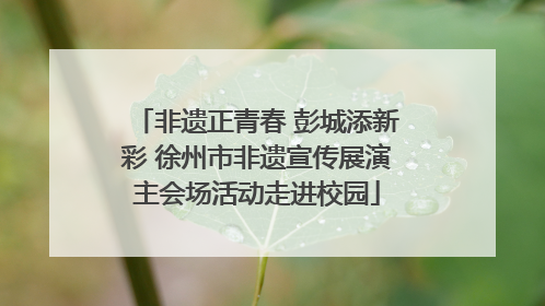 非遗正青春 彭城添新彩 徐州市非遗宣传展演主会场活动走进校园