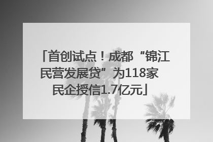首创试点！成都“锦江民营发展贷”为118家民企授信1.7亿元