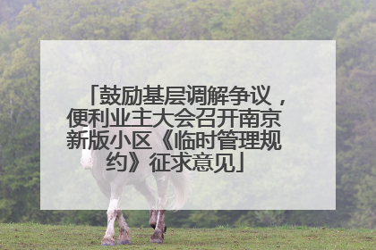 鼓励基层调解争议，便利业主大会召开南京新版小区《临时管理规约》征求意见
